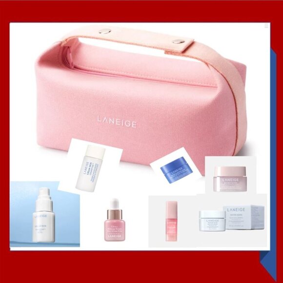 Laneige Skincare Samples X7 In Carry All Makeup Bag New - Picture 1 of 6